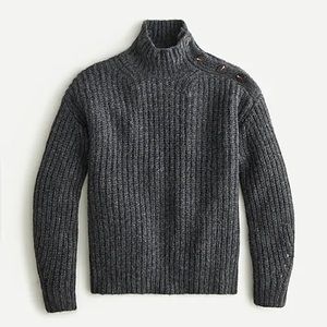 J.Crew Alpaca turtleneck sweater button Charcoal